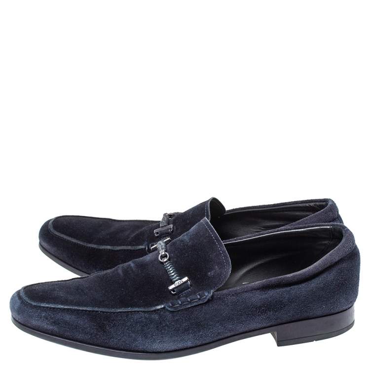 Pre Owned Tod's Blue Suede Braided Bit Loafers Size 42