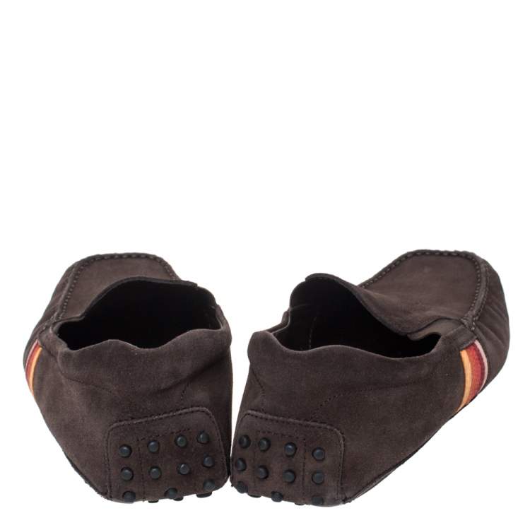 مملوكة مسبقًا Tod’s Brown Suede Leather Slip On Loafers Size 44