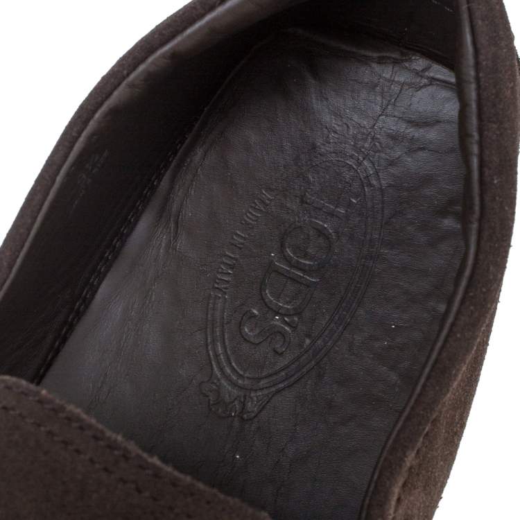 مملوكة مسبقًا Tod’s Brown Suede Leather Slip On Loafers Size 44
