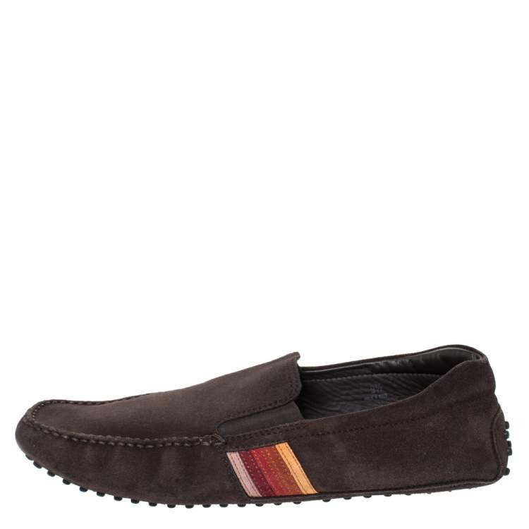 مملوكة مسبقًا Tod’s Brown Suede Leather Slip On Loafers Size 44