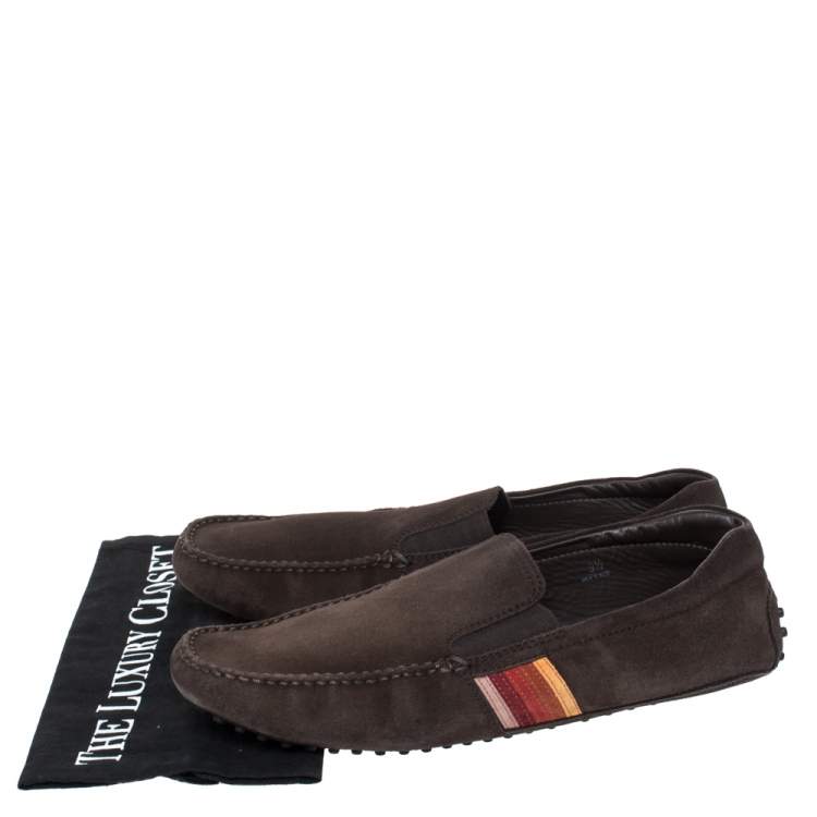 مملوكة مسبقًا Tod’s Brown Suede Leather Slip On Loafers Size 44