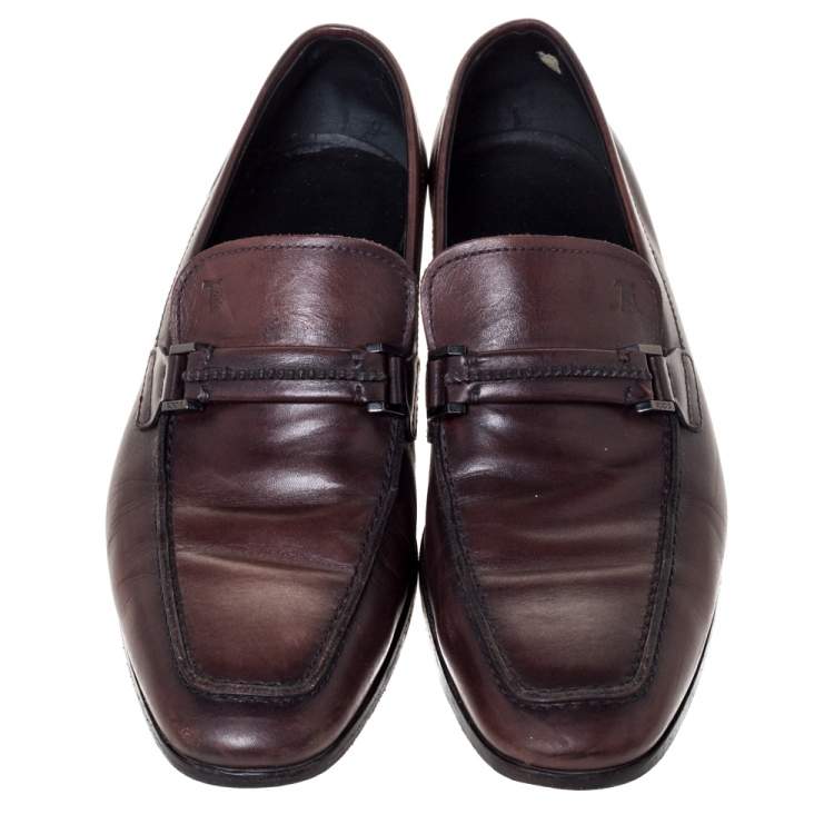 Pre Owned Tod's Brown Leather Gommino Loafers Size 41
