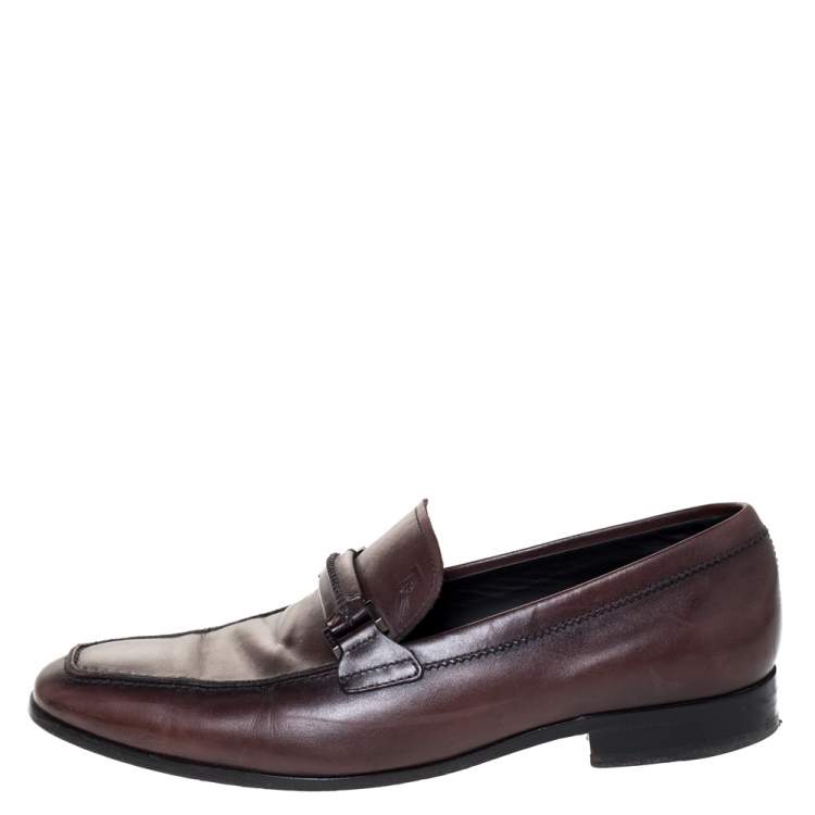 Pre Owned Tod's Brown Leather Gommino Loafers Size 41