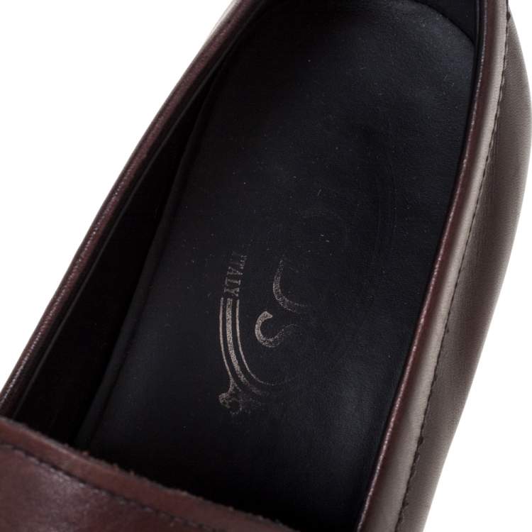 Pre Owned Tod's Brown Leather Gommino Loafers Size 41