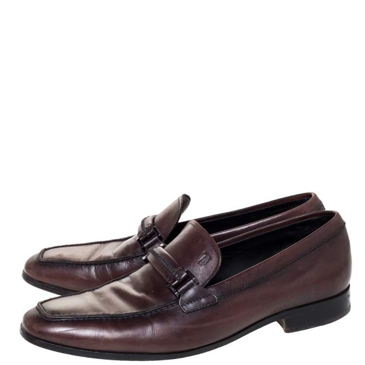 Pre Owned Tod's Brown Leather Gommino Loafers Size 41