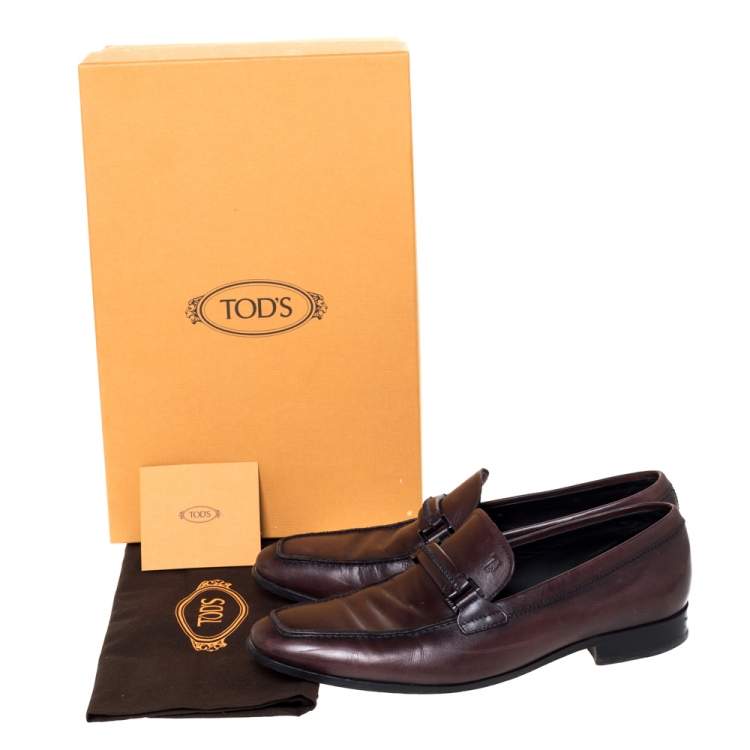 Pre Owned Tod's Brown Leather Gommino Loafers Size 41