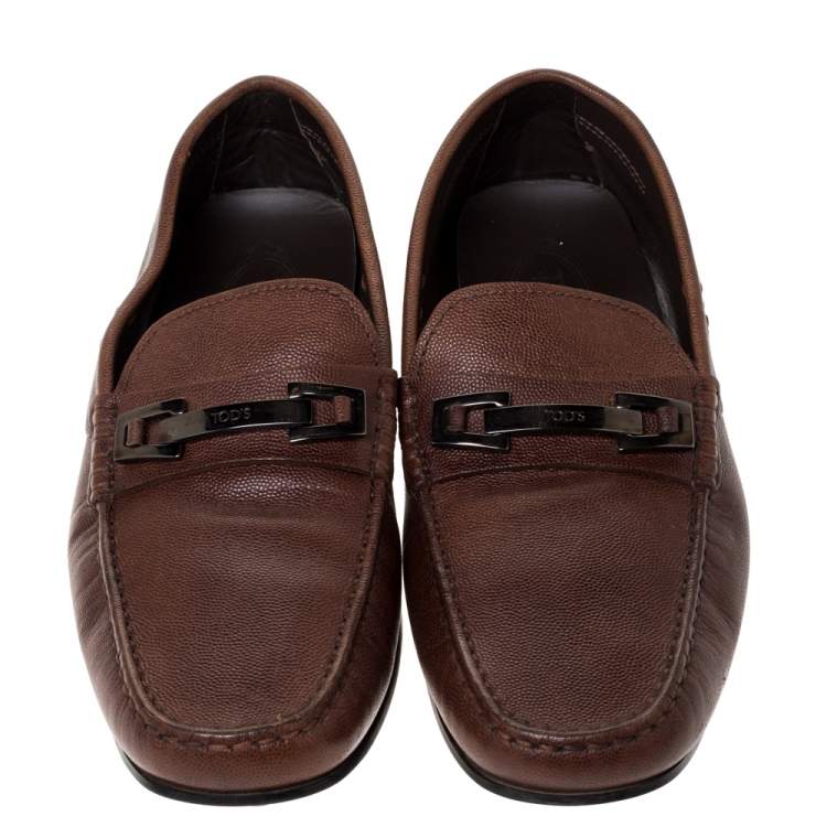 Pre Owned Tod's Brown Leather Slip On Loafers Size 42.5