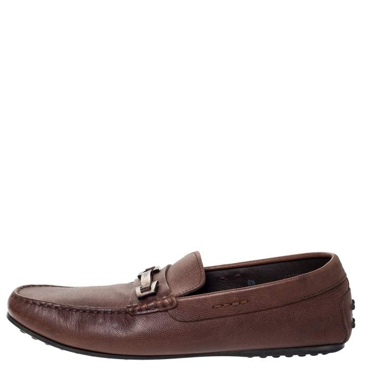 Pre Owned Tod's Brown Leather Slip On Loafers Size 42.5