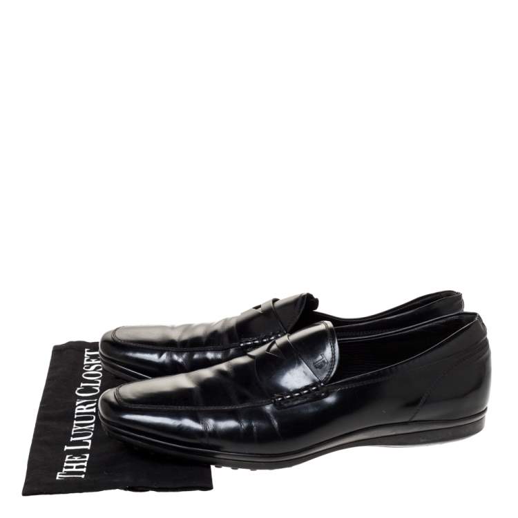 Pre Owned Tod's Black Leather Penny Loafers Size 43