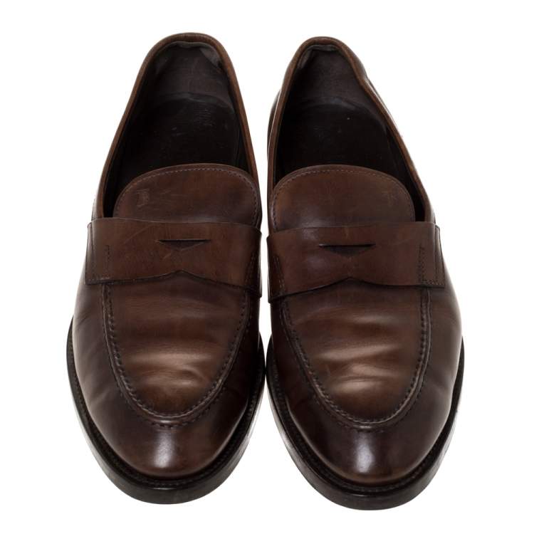 Pre Owned Tod's Dark Brown Leather Penny Loafers Size 42.5