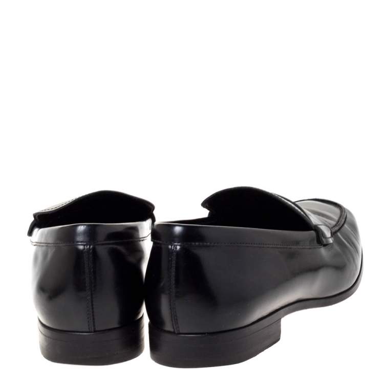 Pre Owned Tod's Black Leather Penny Slip On Loafers Size 40