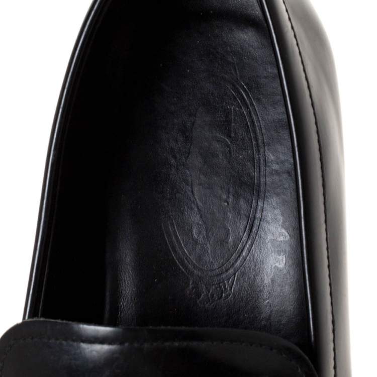 Pre Owned Tod's Black Leather Penny Slip On Loafers Size 40