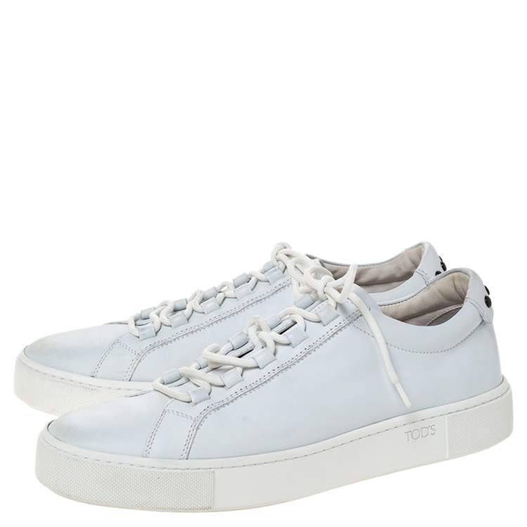 Pre Owned Tod's White Leather Low Top Lace Up Sneakers Size 39.5