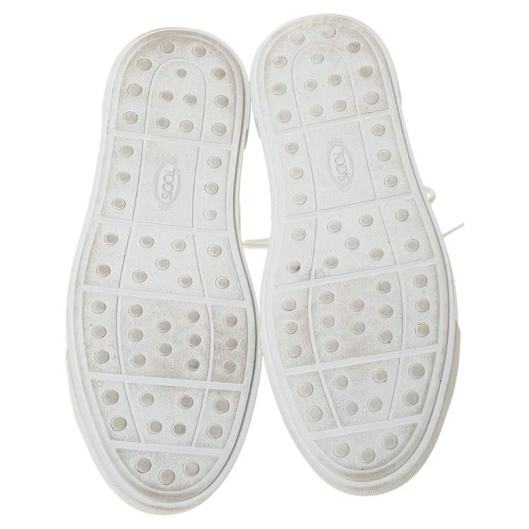 Pre Owned Tod's White Leather Low Top Lace Up Sneakers Size 39.5