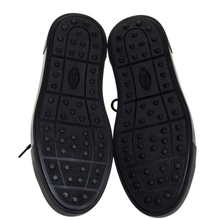 Pre Owned Tod's Black Leather Lace Up Sneakers Size 39.5