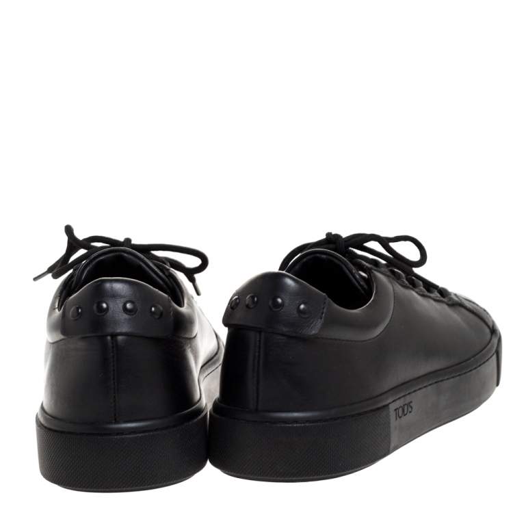 Pre Owned Tod's Black Leather Lace Up Sneakers Size 39.5
