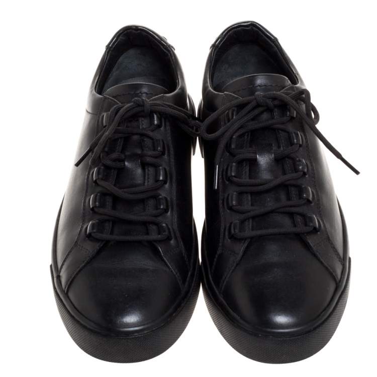 Pre Owned Tod's Black Leather Lace Up Sneakers Size 39.5