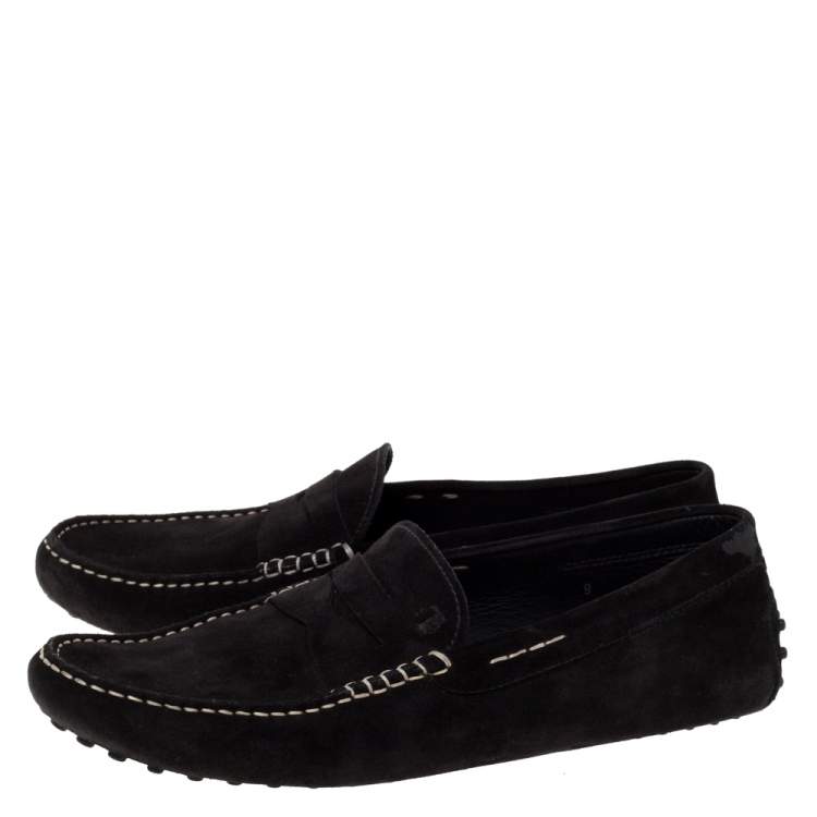 Pre Owned Tod's Black Suede Penny Loafers Size 43
