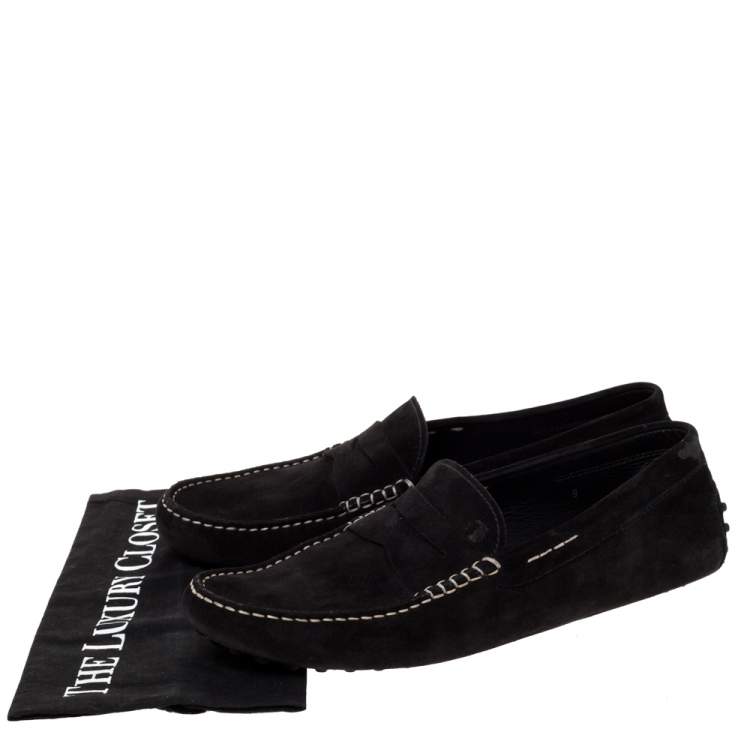 Pre Owned Tod's Black Suede Penny Loafers Size 43