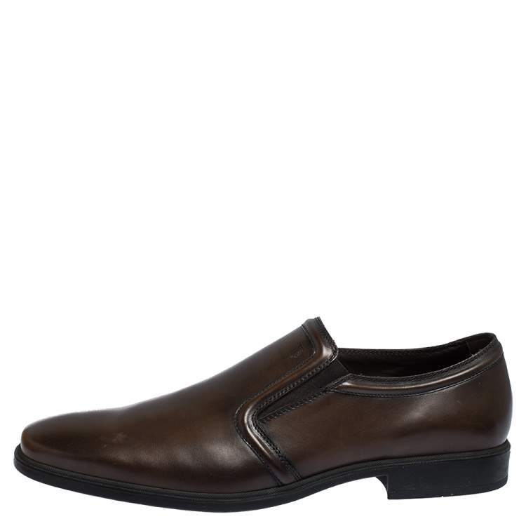 Pre Owned Tod's Brown Leather Slip On Loafers Size 43.5