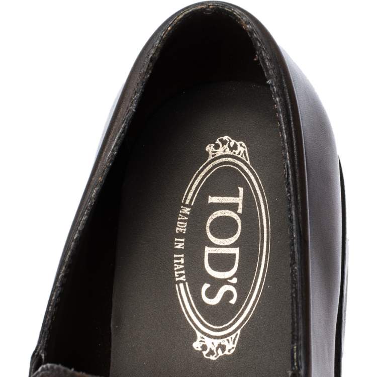 Pre Owned Tod's Brown Leather Slip On Loafers Size 43.5