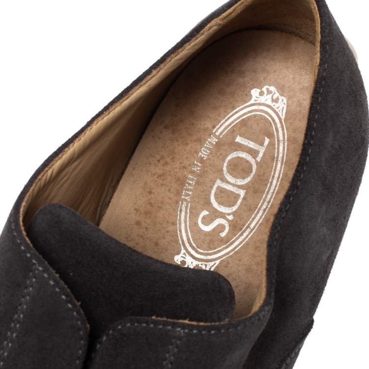 Pre Owned Tod's Grey Suede Francesina Espadrille Slip On Sneakers Size 44