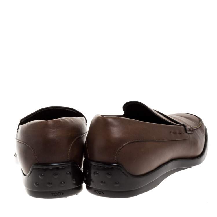 Pre Owned Tod's Dark Brown Leather Penny Loafers Size 42