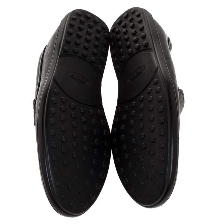 Pre Owned Tod's Black Leather Penny Loafers Size 45.5