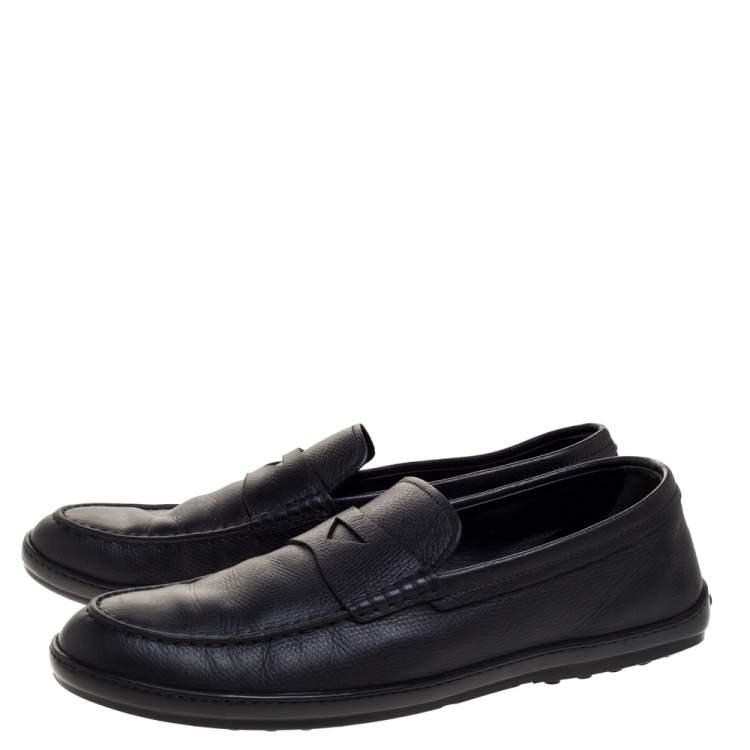 Pre Owned Tod's Black Leather Penny Loafers Size 45.5