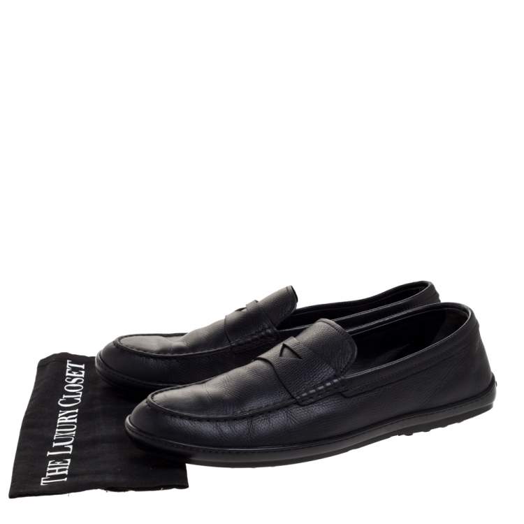 Pre Owned Tod's Black Leather Penny Loafers Size 45.5