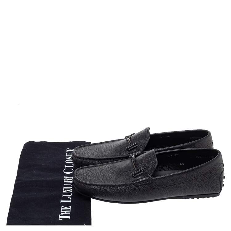 Pre Owned Tod's Navy Blue Leather Double T Slip On Loafers Size 40