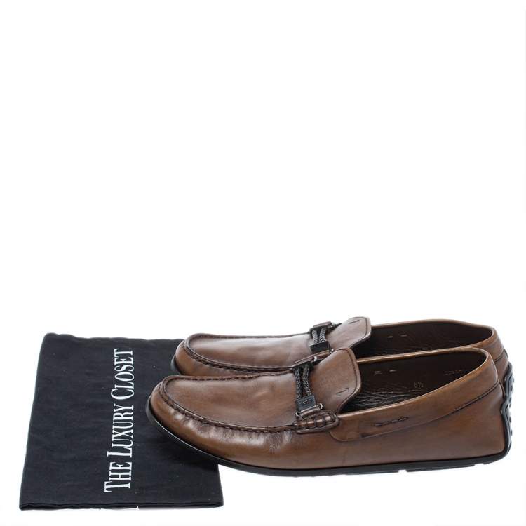Pre Owned Tod's Dark Brown Leather Penny Loafers Size 42.5