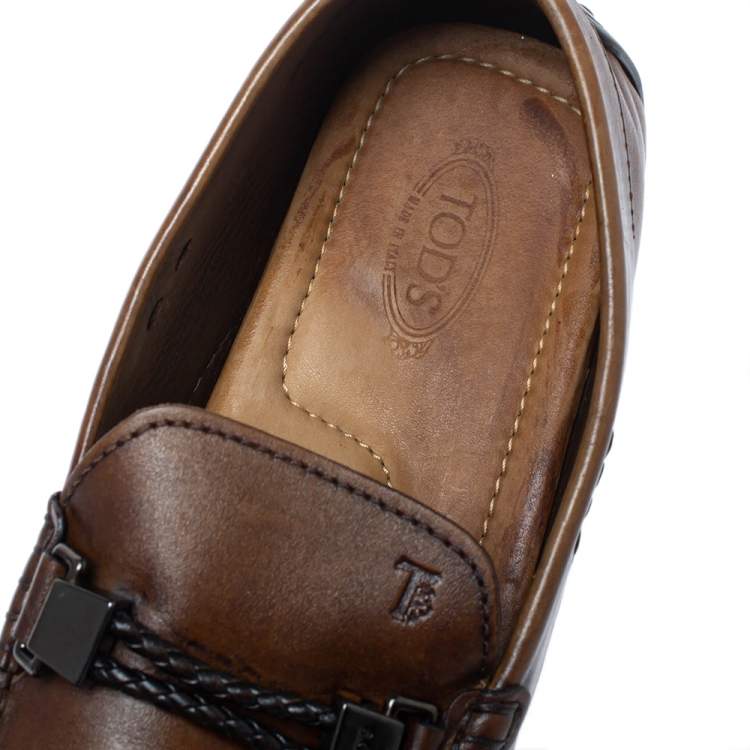 Pre Owned Tod's Dark Brown Leather Penny Loafers Size 42.5