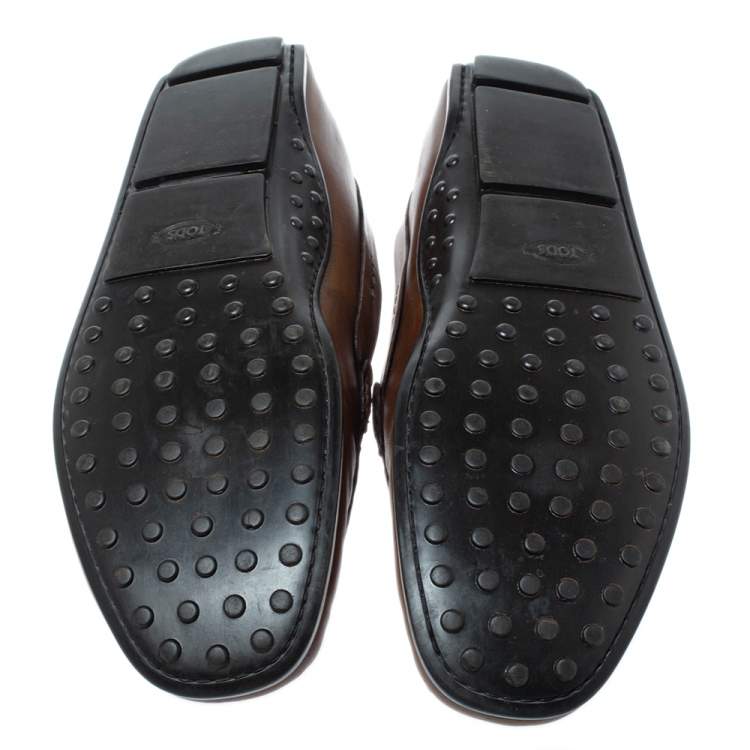 Pre Owned Tod's Dark Brown Leather Penny Loafers Size 42.5