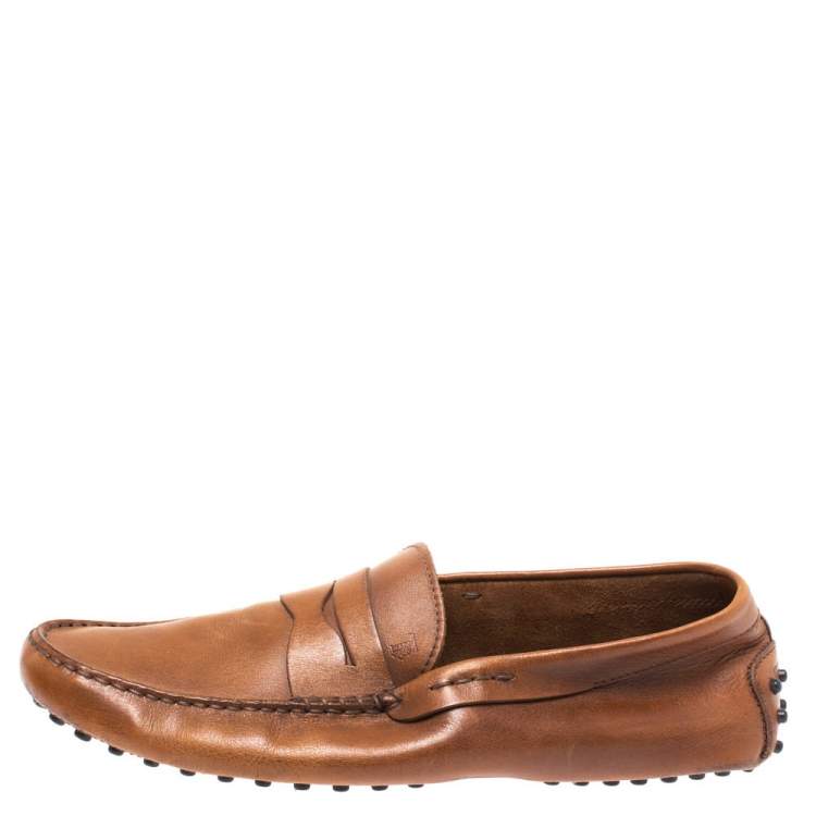 Pre Owned Tod's Brown Leather Penny Loafers Size 45.5  