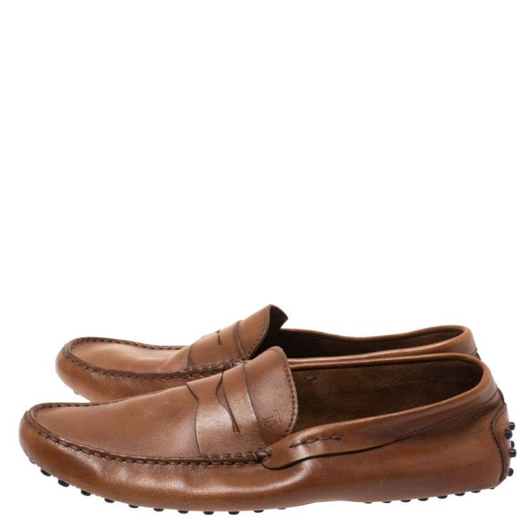Pre Owned Tod's Brown Leather Penny Loafers Size 45.5  