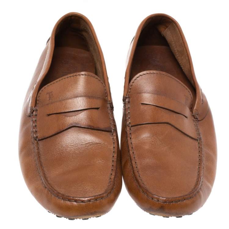 Pre Owned Tod's Brown Leather Penny Loafers Size 45.5  