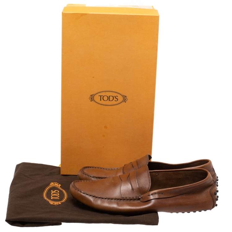 Pre Owned Tod's Brown Leather Penny Loafers Size 45.5  