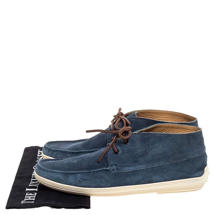 Pre Owned Tod's Blue Suede Lace Up Derby Size 44.5