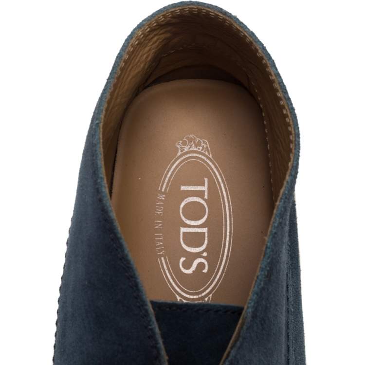 Pre Owned Tod's Blue Suede Lace Up Derby Size 44.5