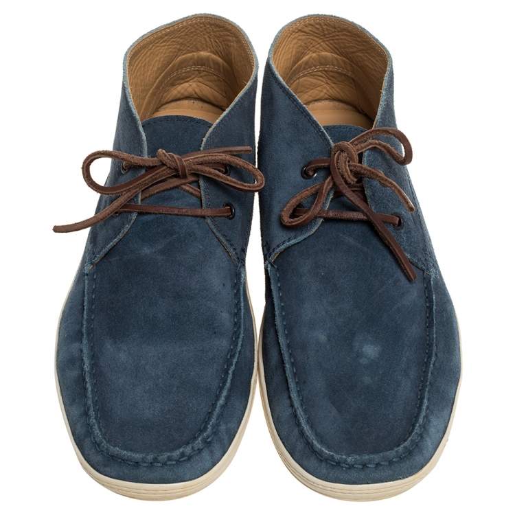 Pre Owned Tod's Blue Suede Lace Up Derby Size 44.5