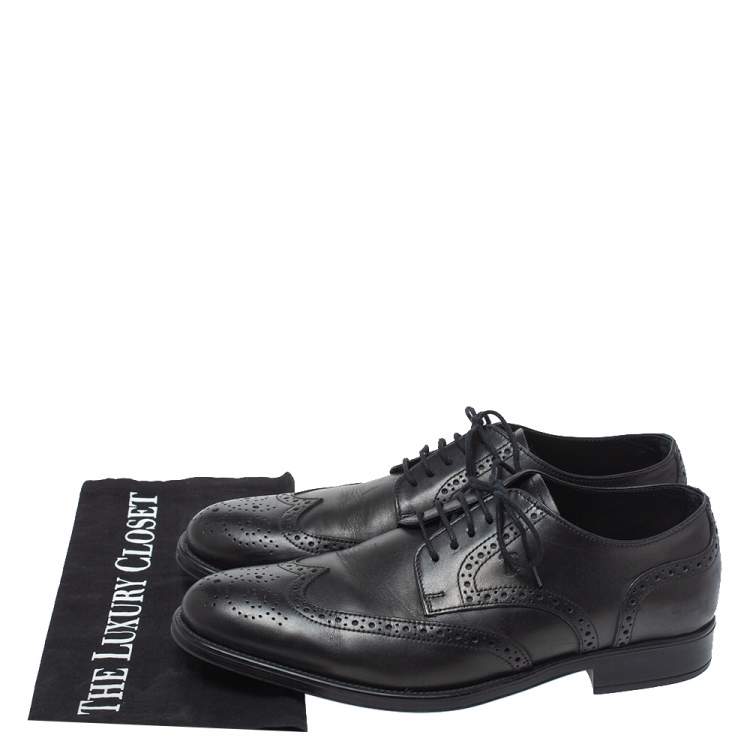 Pre Owned Tod's Black Brogue Leather Lace Up Derby Size 40