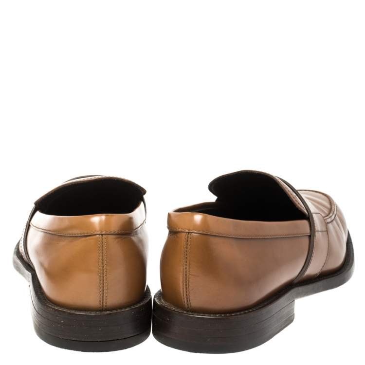 Pre Owned Tod's Tan Leather Penny Slip On Loafers Size 41 