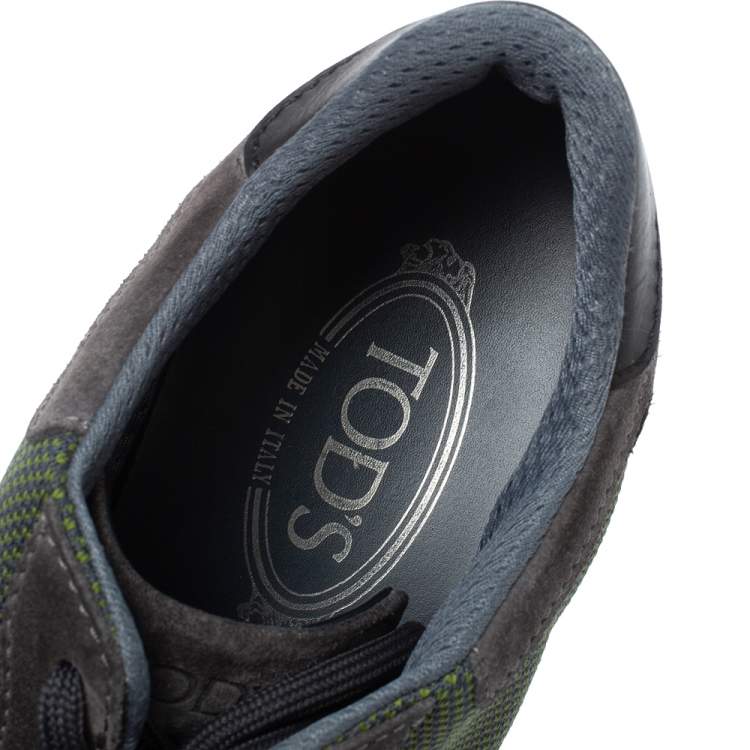 Pre Owned Tod's Green Mesh/Suede and Leather Low Top Sneakers Size 41