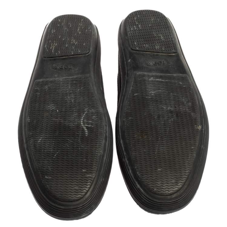 Pre Owned Tod's Black Nubuck Leather Penny Slip On Loafers Size 43
