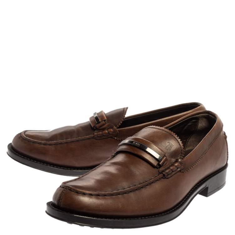Pre Owned Tod's Brown Leather Slip on Loafers Size 41