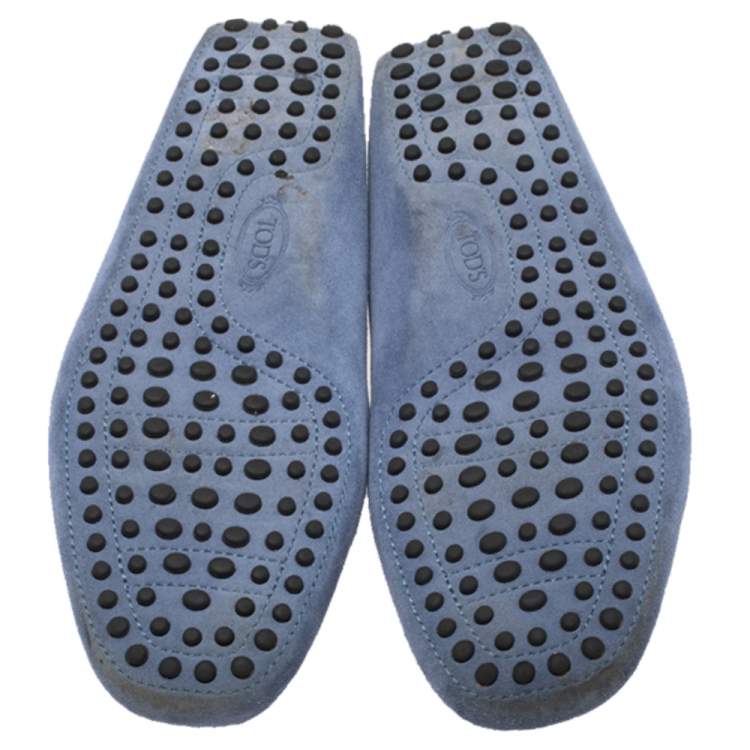 Pre Owned Tods Blue Suede Bow Loafers Size 41