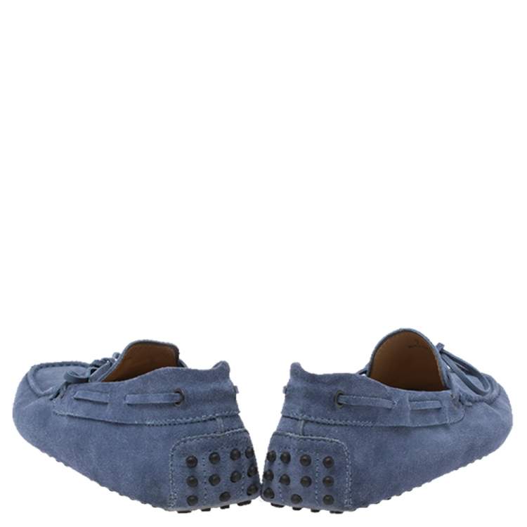 Pre Owned Tods Blue Suede Bow Loafers Size 41