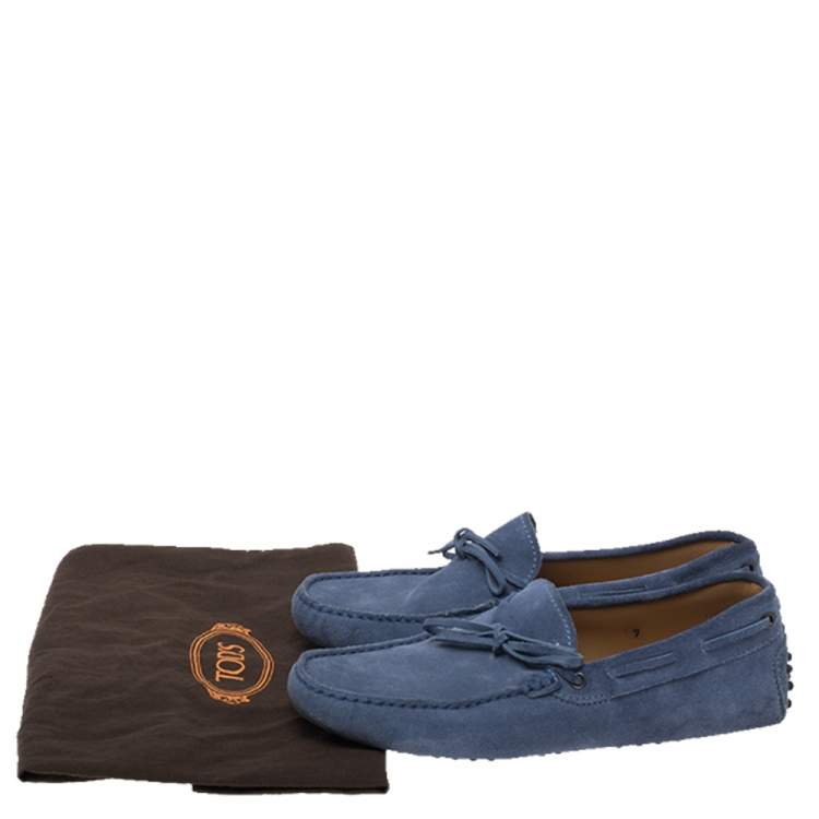 Pre Owned Tods Blue Suede Bow Loafers Size 41