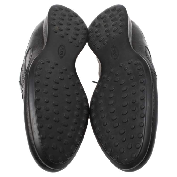 Pre Owned Tod's Black Brogue Leather Lace Low Top Sneakers Size 41.5